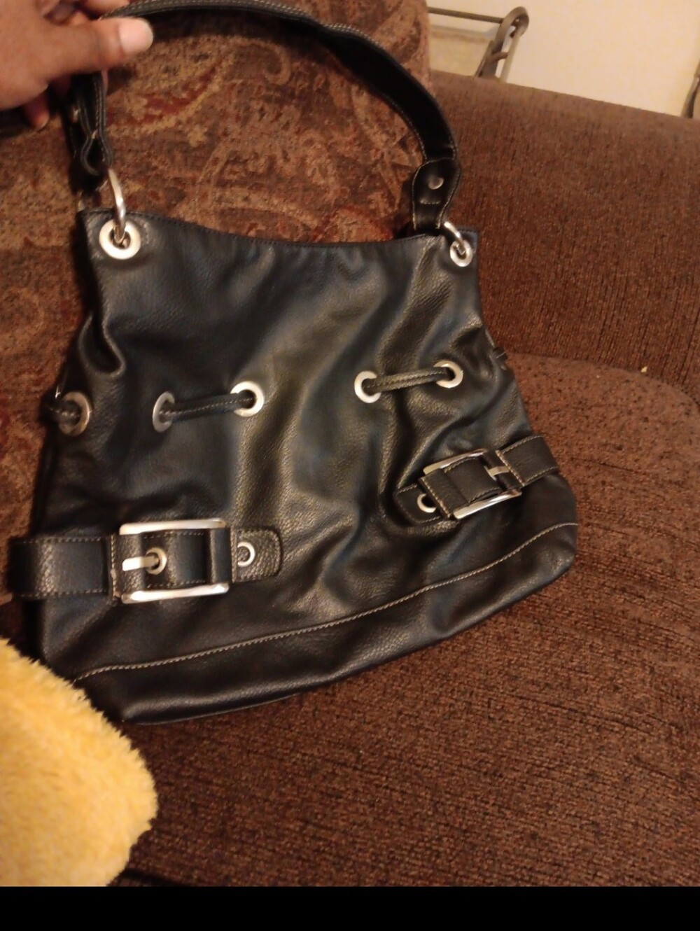 Black leather purse for women